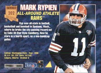 1995 Pinnacle Club Collection #202 Mark Rypien Back