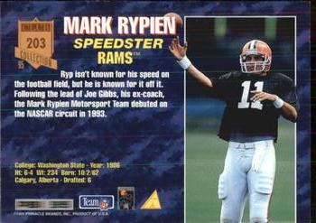 1995 Pinnacle Club Collection #203 Mark Rypien Back