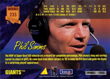 1995 Pinnacle Club Collection #235 Phil Simms Back