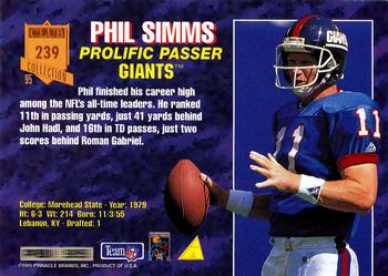 1995 Pinnacle Club Collection #239 Phil Simms Back