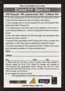 1995 Pinnacle Club Collection - 1995 QB Club Collector Pin Redemptions #NNO Emmitt Smith Back