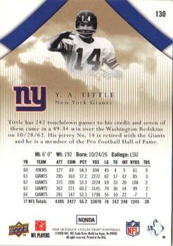 2008 Upper Deck Ultimate Collection #130 Y.A. Tittle Back