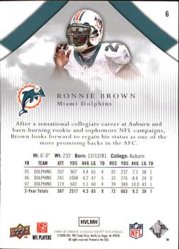 2008 Upper Deck Ultimate Collection #6 Ronnie Brown Back