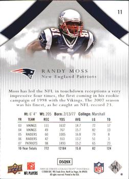 2008 Upper Deck Ultimate Collection #11 Randy Moss Back