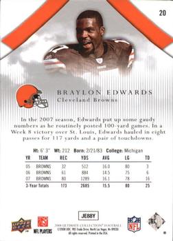 2008 Upper Deck Ultimate Collection #20 Braylon Edwards Back