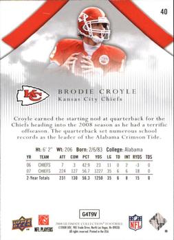 2008 Upper Deck Ultimate Collection #40 Brodie Croyle Back