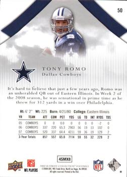 2008 Upper Deck Ultimate Collection #50 Tony Romo Back