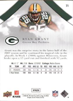 2008 Upper Deck Ultimate Collection #71 Ryan Grant Back