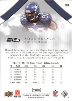 2008 Upper Deck Ultimate Collection #100 Deion Branch Back