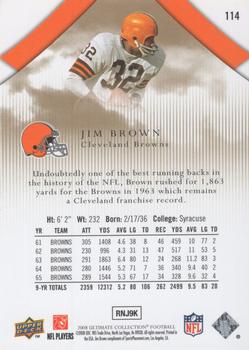 2008 Upper Deck Ultimate Collection #114 Jim Brown Back