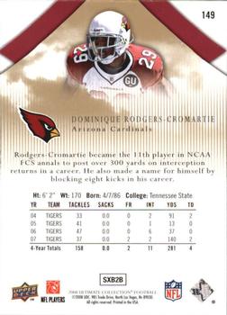2008 Upper Deck Ultimate Collection #149 Dominique Rodgers-Cromartie Back