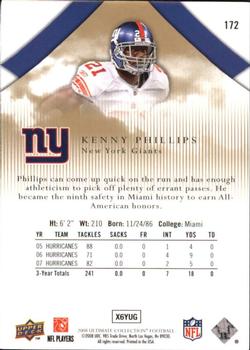 2008 Upper Deck Ultimate Collection #172 Kenny Phillips Back