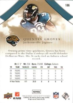 2008 Upper Deck Ultimate Collection #186 Quentin Groves Back