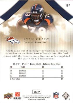 2008 Upper Deck Ultimate Collection #187 Ryan Clady Back
