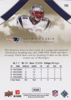 2008 Upper Deck Ultimate Collection #193 Shawn Crable Back