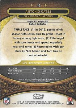 2013 Topps Triple Threads - Gold #46 Antonio Gates Back