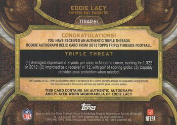 2013 Topps Triple Threads - Rookie Autograph Relics #TTRAR-EL Eddie Lacy Back