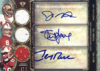 2013 Topps Triple Threads - Autographed Relic Trios #TTART-MYR Joe Montana / Steve Young / Jerry Rice Front
