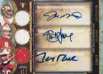 2013 Topps Triple Threads - Autographed Relic Trios Emerald #TTART-MYR Joe Montana / Steve Young / Jerry Rice Front