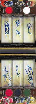 2013 Topps Triple Threads - Autographed Relic Double Combos Gold #TTARDC-BBBLMD Montee Ball / Giovani Bernard / Le'Veon Bell / Eddie Lacy / Christine Michael / Knile Davis Front