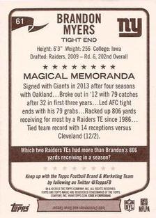 2013 Topps Magic - Mini #61 Brandon Myers Back