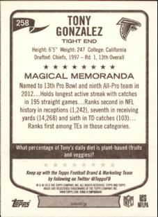 2013 Topps Magic - Mini #258 Tony Gonzalez Back