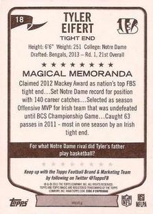 2013 Topps Magic - Mini Black Border #18 Tyler Eifert Back