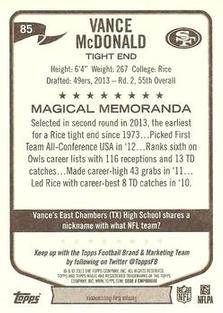 2013 Topps Magic - Mini Black Border #85 Vance McDonald Back