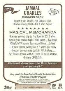 2013 Topps Magic - Mini Black Border #123 Jamaal Charles Back