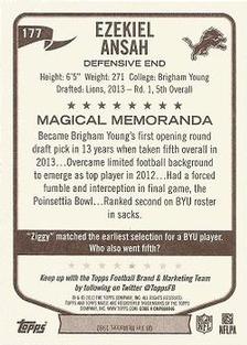 2013 Topps Magic - Mini Black Border #177 Ezekiel Ansah Back