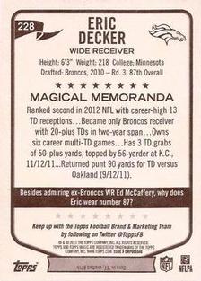2013 Topps Magic - Mini Black Border #228 Eric Decker Back