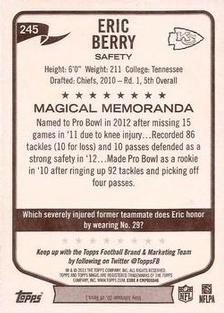 2013 Topps Magic - Mini Black Border #245 Eric Berry Back