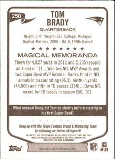 2013 Topps Magic - Mini Black Border #250 Tom Brady Back