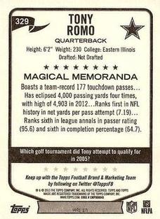 2013 Topps Magic - Mini Black Border #329 Tony Romo Back