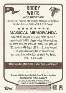 2013 Topps Magic - Mini Red Border #40 Roddy White Back