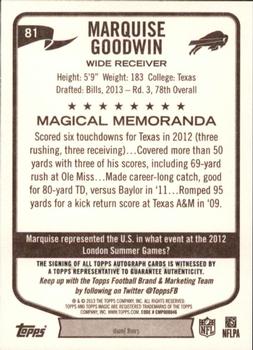 2013 Topps Magic - Autographs #81 Marquise Goodwin Back