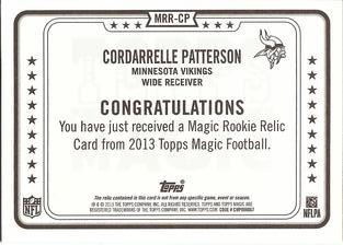 2013 Topps Magic - Rookie Relics #MRR-CP Cordarrelle Patterson Back
