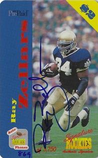 1995 Signature Rookies Auto-Phonex - Phone Card Autographs #17 Ray Zellars Front