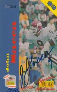 1995 Signature Rookies Auto-Phonex - Phone Card Autographs #23 John Sacca Front