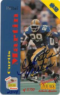 1995 Signature Rookies Auto-Phonex - Phone Card Autographs #26 Curtis Martin Front