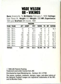 1990 Pro Set Collect-A-Books #NNO Wade Wilson Back