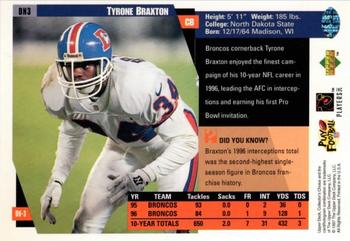 1997 Collector's Choice Denver Broncos #DN3 Tyrone Braxton Back