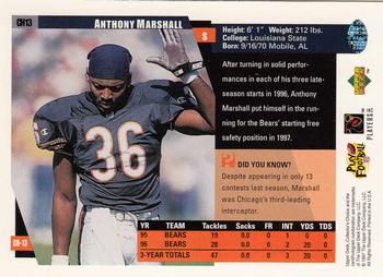 1997 Collector's Choice Chicago Bears #CH13 Anthony Marshall Back