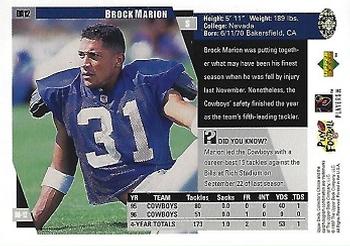 1997 Collector's Choice Dallas Cowboys #DA12 Brock Marion Back
