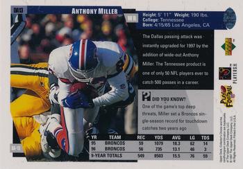 1997 Collector's Choice Dallas Cowboys #DA13 Anthony Miller Back