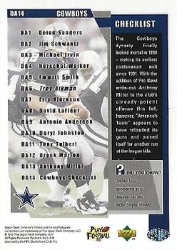 1997 Collector's Choice Dallas Cowboys #DA14 Checklist Back