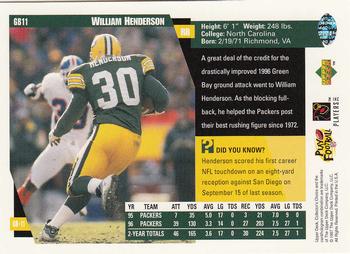 1997 Collector's Choice Green Bay Packers #GB11 William Henderson Back