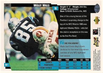 1997 Collector's Choice Carolina Panthers #CA1 Wesley Walls Back