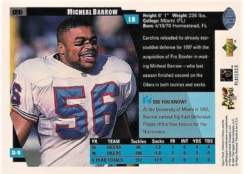 1997 Collector's Choice Carolina Panthers #CA10 Micheal Barrow Back