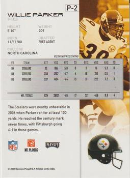 2007 Playoff NFL Playoffs - Pittsburgh Steelers Promos #P-2 Willie Parker Back